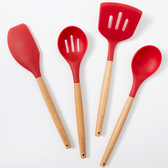 🆕 4-Piece Silicone Utensil Set By Sur La Table - Red - Picture 3 of 5